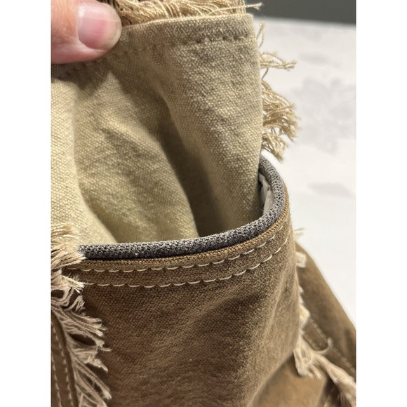 NWT Myra Bags Upcycled Canvas Handbag Sel De Mer Beige Fringe Tote Leather - Picture 16 of 16